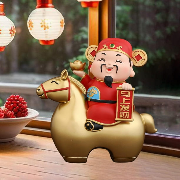 Estatua de Cai Shen, figura de resina, regalo para el Festival de Primavera, escultura Feng Shui china, decoración de escritorio para dormitorio, uso Oro L