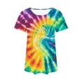 thumbnail image 4 of jtjvou Women's Going out Tops for Teen Tie Dye Tuinc Trendy Fashion Lady Oversize Short Sleeve Shirts Crewneck Shirts Summer Multicolor,M, 4 of 6