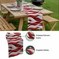 thumbnail image 5 of Red White Moire Table Runner - 70 Inch Long, Kitchen Dining Table Runner Dresser Scarves, Modern Abstract Art Farmhouse Decor for Coffee Tables Wedding Party Banquet, 5 of 8