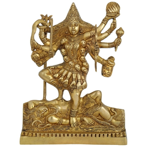 12" Kali In Brass | Handmade | Made In India - Brass Statue