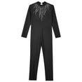 thumbnail image 4 of Kaerm Girls Rhinestones Long Sleeve Unitard Full Body Stretch Gymnastics Leotard Dance Bodysuits Black 14, 4 of 6