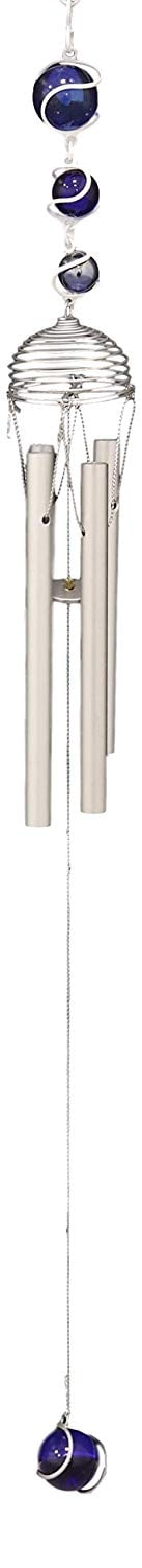 Ebros Amazing Grace Floral Cross with Gemstones Resonant Relaxing Wind Chime 40" Long Aluminum Rods Wind Chime Home Patio Garden Decor Religious Catholic Christian Inspirational Windchimes
