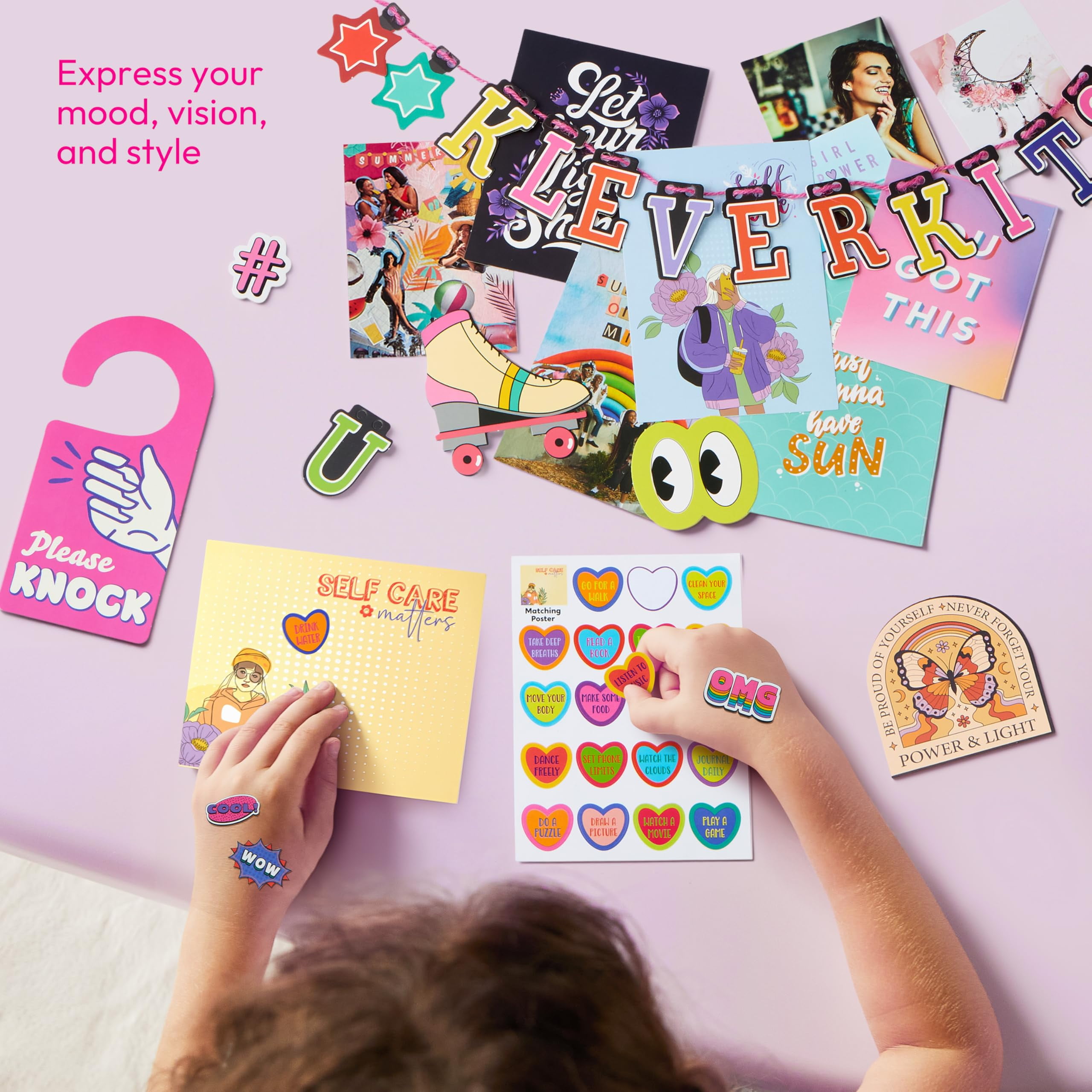 Klever Kits Wall Collage Kit for Teen & Tween Girls, Glow-in-the-Dark DIY Poster for Room  Decor Arts and Crafts for Girls Ages  8-12