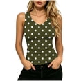 thumbnail image 2 of Sheghy Women Tank Tops Trendy Polka Dot Ribbed Knit Tank, V Neck Sleeveless Summer Fashion Top Army Green XXL, 2 of 7