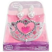 Wish I Was Princess Tiara With Earrings, Silver/Pink