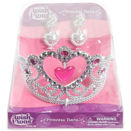 Wish I Was Princess Tiara With Earrings, Silver/Pink