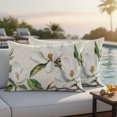 thumbnail image 2 of Outdoor Pillow Covers 20x12 Set of 2, Botanical Flowers Waterproof Patio Throw Pillow Covers for Couch Sofa Chair, Vintage Rustic White Floral Leaves Decorative Pillowcases for Throw Pillows, 2 of 9