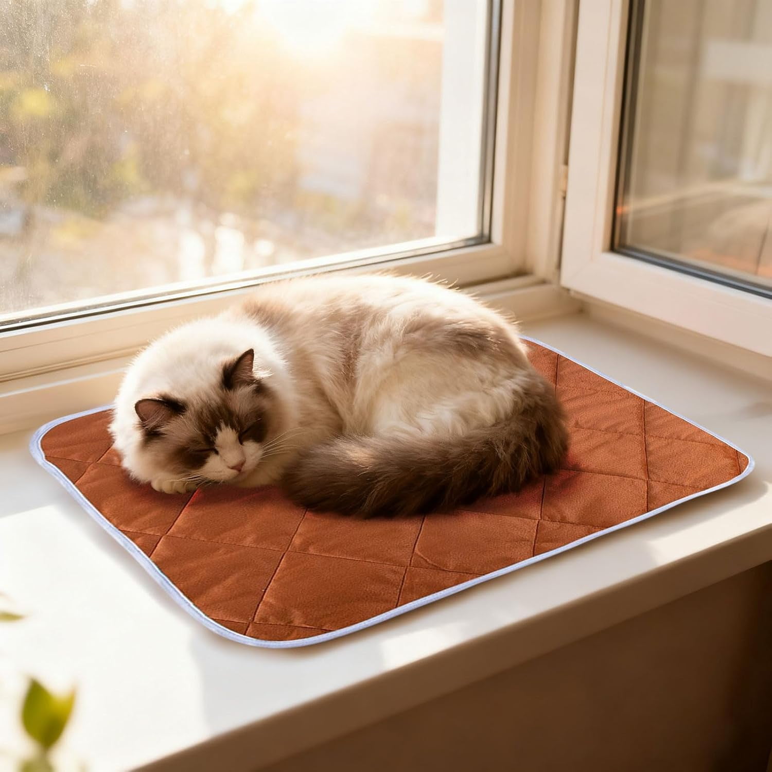Heated Cat Bed, Dog Heating Pad, Waterproof Extra Warm Thermal Pet Pad for Indoor Outdoor Decor, Non-Slip Heating Pads for Dogs Cats, Pet Bed Home Decor Washable, Gifts for Women Men (Brown)