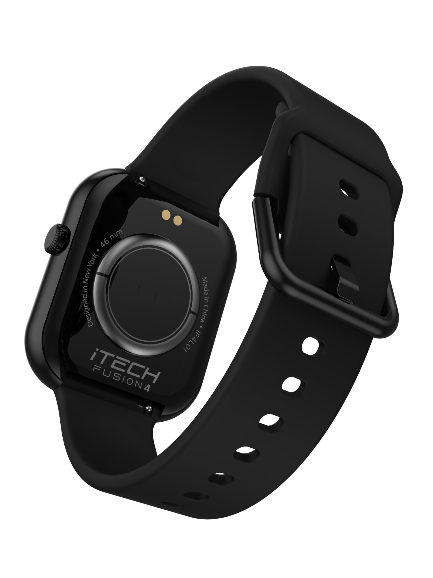 iTech Fusion 4 Unisex Adult Rectangular Smart Watch, Black, Silicone Strap