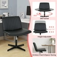 thumbnail image 2 of Criss Cross Chair, Armless Vanity Chair Cross Legged Office Chair, Adjustable Wide Swivel Desk Chair for Home Office No Wheels, Black, 2 of 7