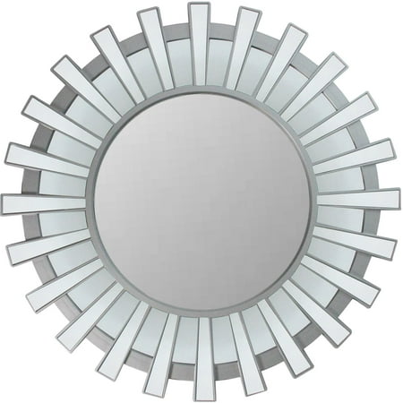 25 5 Sparkling Regal Sunburst Matte Silver Decorative Round Wall Mirror Walmart Canada