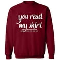 thumbnail image 2 of OXI Crewneck Sweatshirt - You Read My Shirt, Basic Casual Sweatshirts for Men's and Women Fleece Sweatshirt Long Sleeve - Cardinal Red Small, 2 of 2