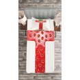 thumbnail image 3 of Ambesonne Letter T Quilted Bedspread Set 2 Pcs, Harvest Strawberry Themed, Twin Size, Vermilion Orange and Green, 3 of 3