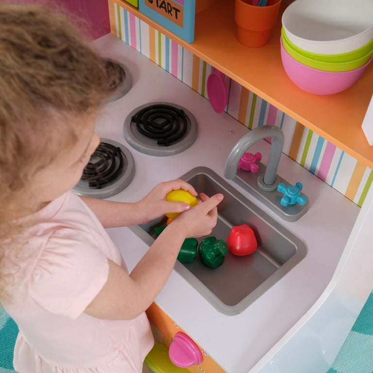 for Colors and Big Wooden Kitchen Bright Kids, Play Neon KidKraft Deluxe