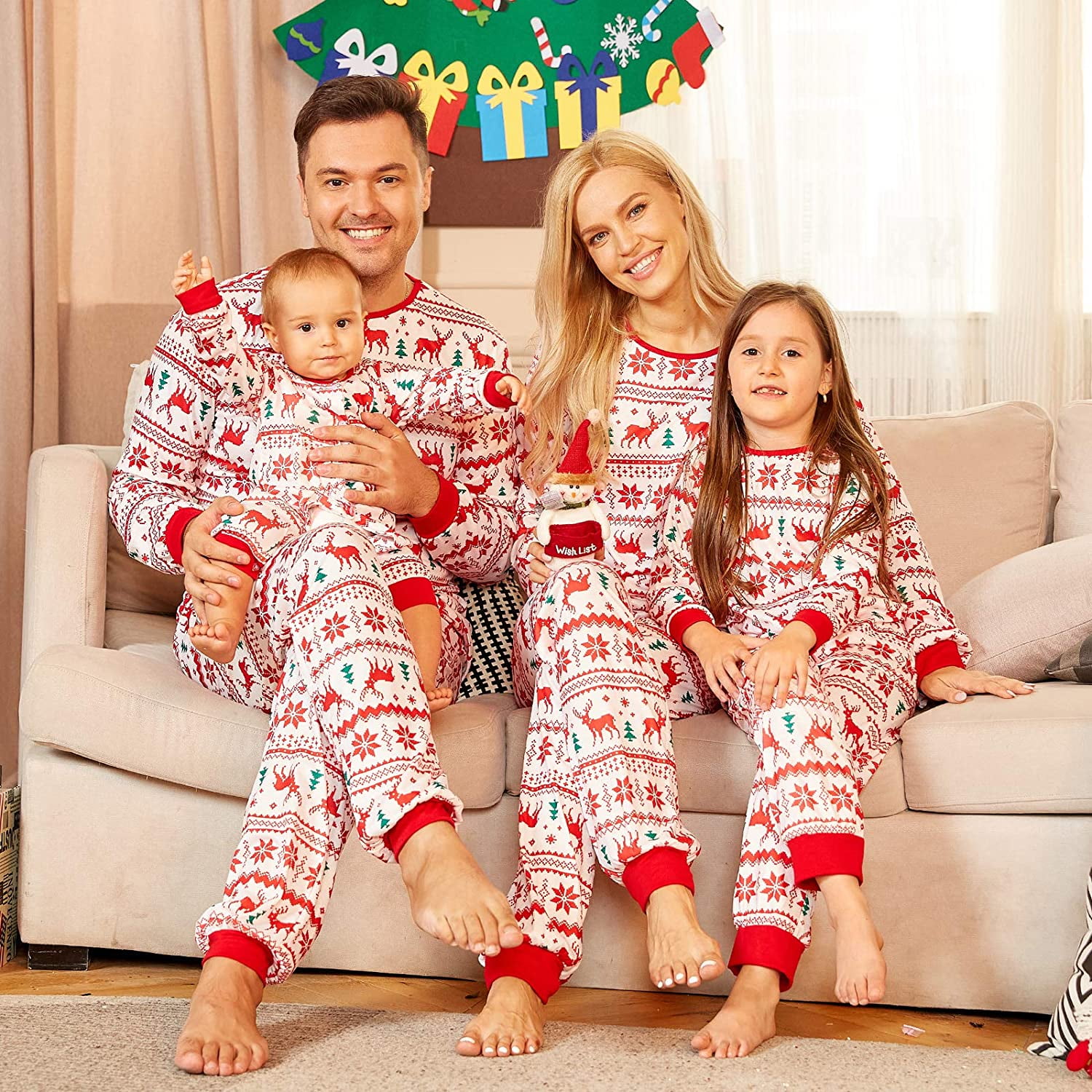 Matching Family Christmas Pajama Set Holiday Sleepwear PJs Lounge Sets Family Pajamas Mom