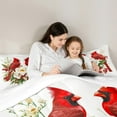 thumbnail image 5 of Manfei Xmas Cardinal Bird 7pcs Bedding Comforter Set,Country Floral Berry Queen Bedding Sets,Red White Green Queen Sheet Sets For Girl Teens,Breathable Home Decor, 5 of 9
