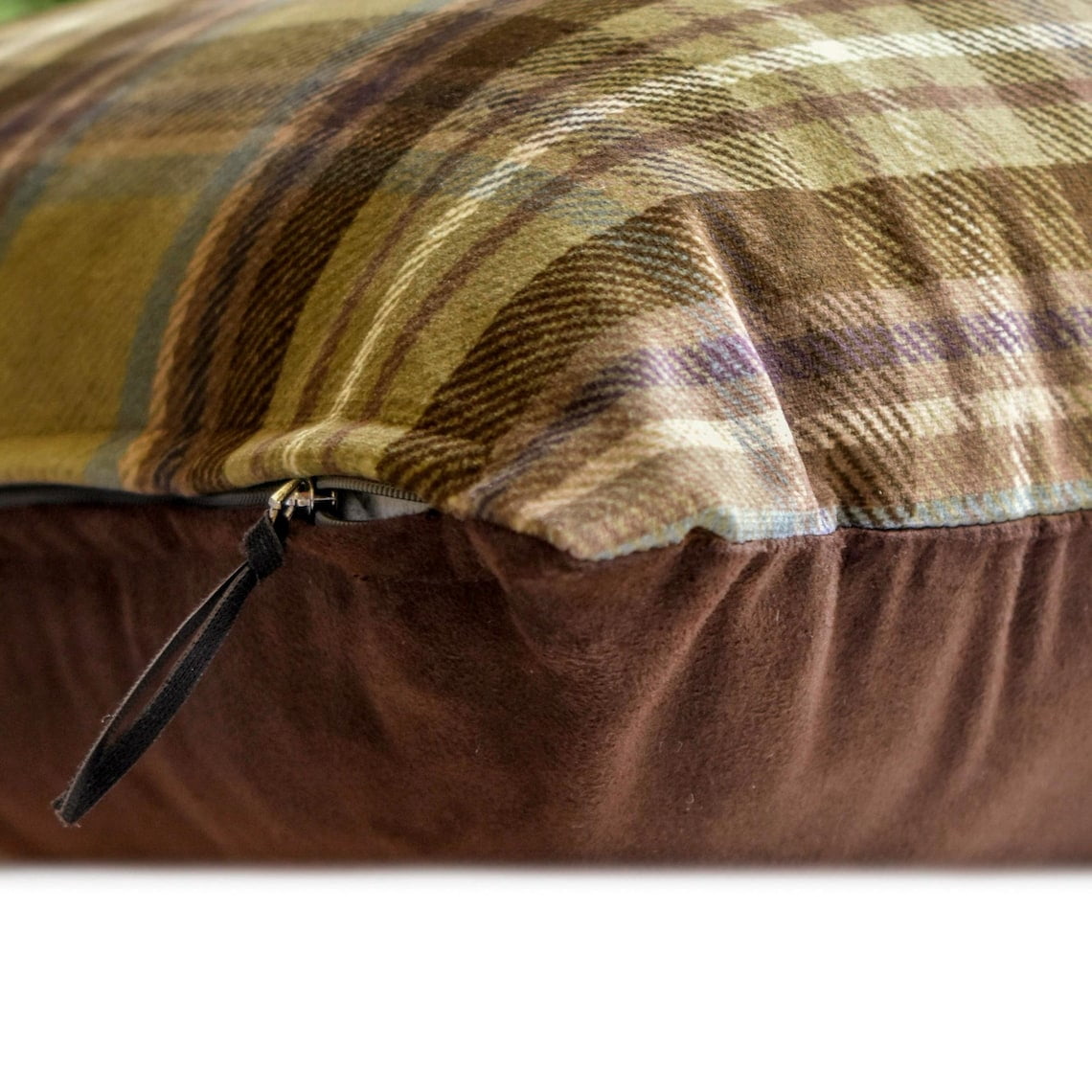 Winter Plaid Throw Pillow cover, 14"x14" Orange Velvet Decorative Pillow Cover, Modern Plaid Farmhouse Buffalo Check Pillow Cover For Sofa Couch, Hotels, living Room, Bed Room - Plaidscape Orange