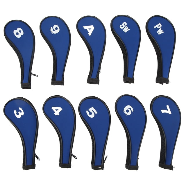 10 Uds Funda de cabeza de hierro YUNYI BRAND cubiertas de neopreno con cremallera para palos de Golf color azul real