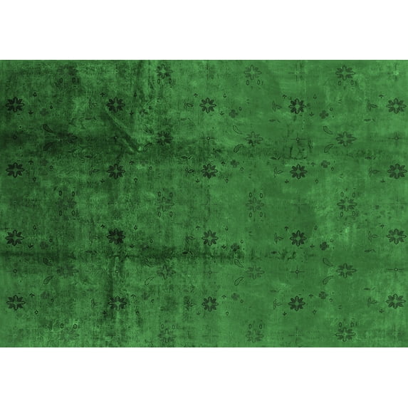 Ahgly Company Indoor Rectangle Oriental Emerald Green Industrial Area Rugs, 2' x 5'