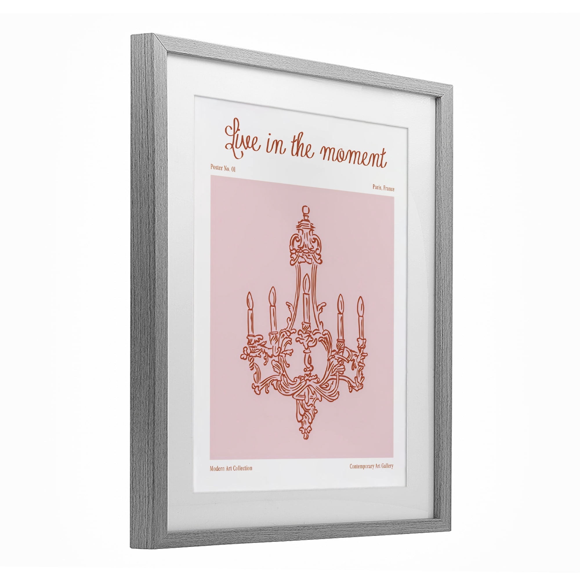 Stupell Industries Live In The Moment Chandelier Gray Framed Print Under Glass, design by The Prints Vibe