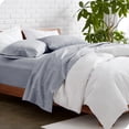 thumbnail image 1 of Bare Home Premium 1800 Collection 3-Piece Bed Sheet Set, Twin, Heathered Midnight Blue, 1 of 8