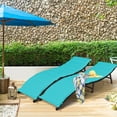 thumbnail image 2 of Costway 2PCS Patio Rattan Folding Lounge Chair Chaise Double Sided Cushion Turquoise, 2 of 10