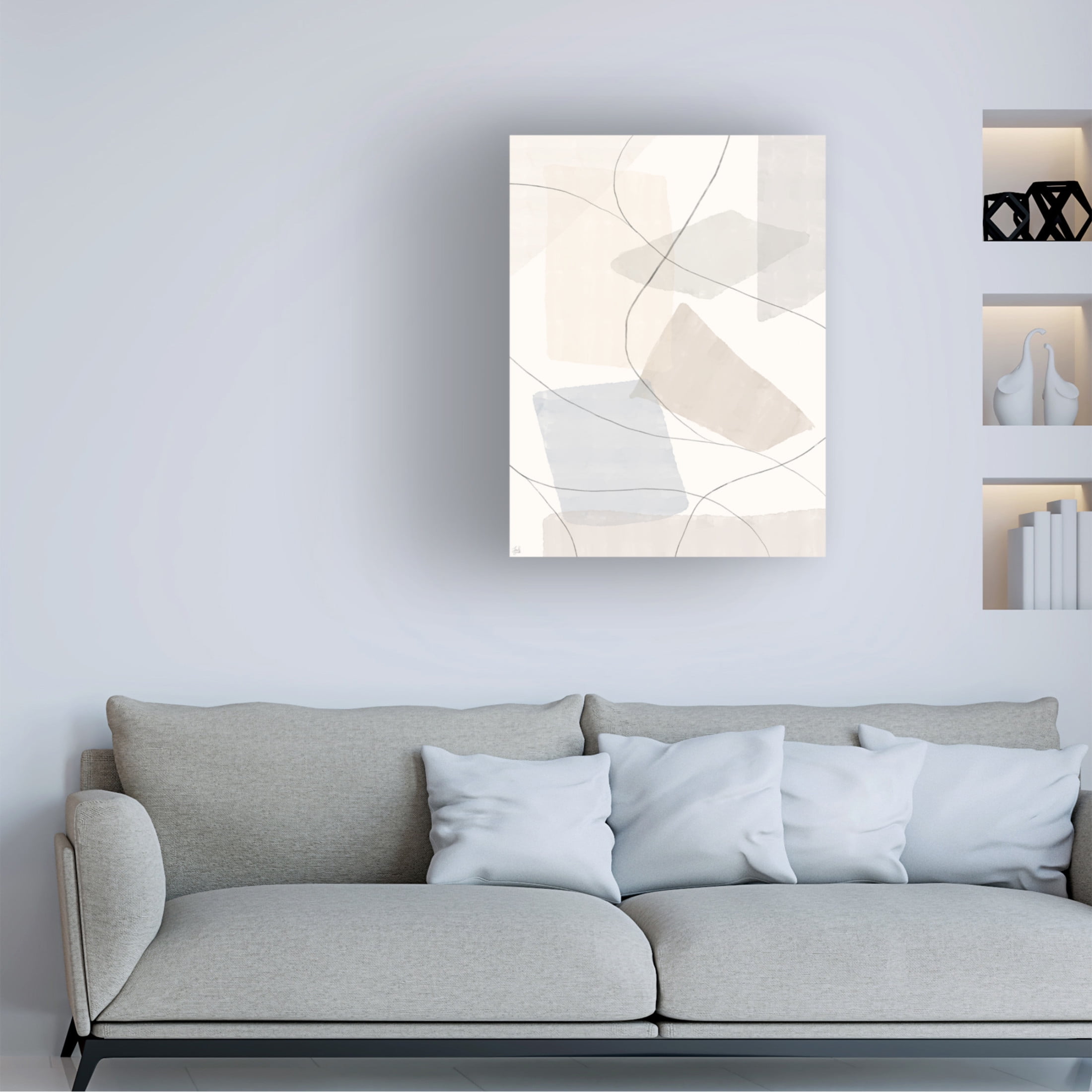 Canvas Wall Art - Line and Brush 'Blocks & Lines 2' Wall Art for Living Room, Bedroom, or Office Décor by Trademark Fine Art - 24 x 32 Inches