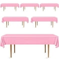 thumbnail image 3 of DecorRack 6 Pack Plastic Tablecloths, 54 x 108 inch Rectangular Disposable Table Covers for Parties, Events, Indoor Outdoor Use, Light Pink (6 Count), 3 of 7