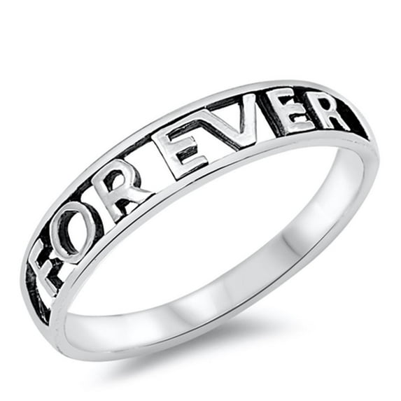 Forever Word Script Love Promise Purity Ring 925 Sterling Silver Band Jewelry Female Male Size 9
