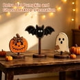 thumbnail image 4 of 3 Pack, Vintage Halloween Decorations Wooden Ghost Pumpkin Bat Tabletop Signs, Fall Halloween Decor for Mantel Shelf Home Party, Rustic Primitive Style Halloween Desktop, 4 of 5