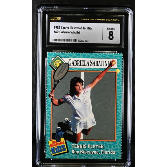Gabriela Sabatini 1989 Sports Illustrated for Kids tennis card CSG graded 8 NrMt-Mt