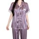 thumbnail image 5 of Neewe Women 2 Piece Plain Satin Lounge Long Sleeve Button Down Shirts and Wide Leg Pants Sets Sleepwear, 5 of 6