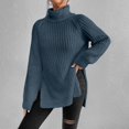 thumbnail image 3 of Oversized Winter Sweater Women High Neck Polyester Knit Top Thick Pullover Long Sleeves Cable Weaving Casual Loose Fit, 3 of 7