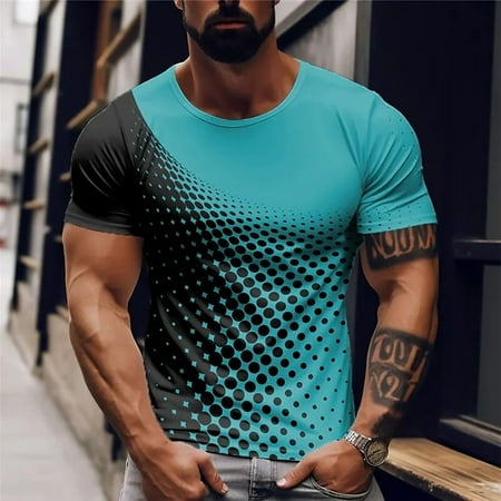 

KDJ Mens 3D Print Short Sleeve T-shirt Undershirt Blouse Muscle Pullover Top