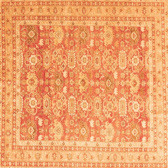 Ahgly Company Indoor Square Oriental Orange Traditional Area Rugs, 8' Square