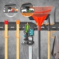 thumbnail image 6 of Garden Tool Organizer Wall Mount - Garage Storage and Organization Yard Tool Hanger with Adjustable Pegboard Hooks Shed Rack for Broom Mop Shovel Rake Trimmers, 64 inch Max 750lbs, Black, 6 of 6