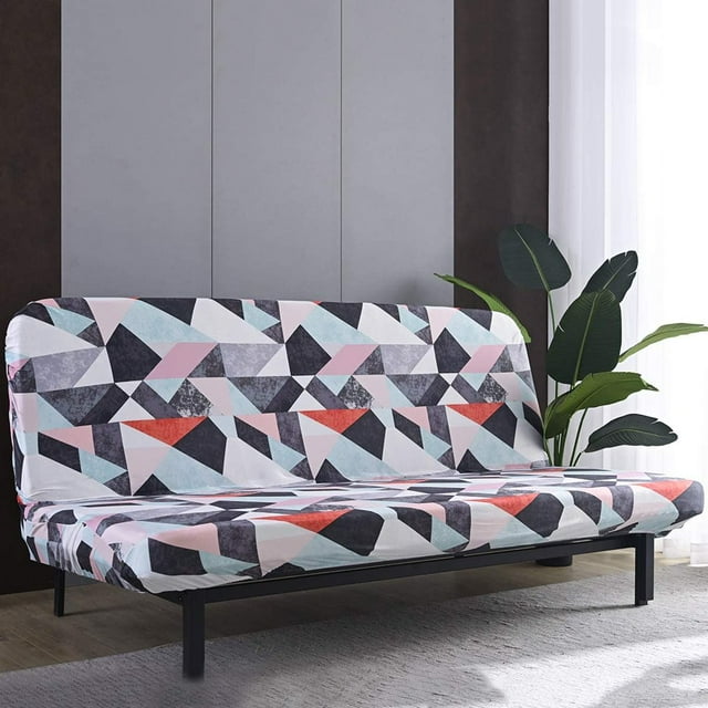 2024 Futon Slipcover Armless Sofa Covers Stretch Sofa Bed Slipcover Protector Elastic (Light Gray Animal)