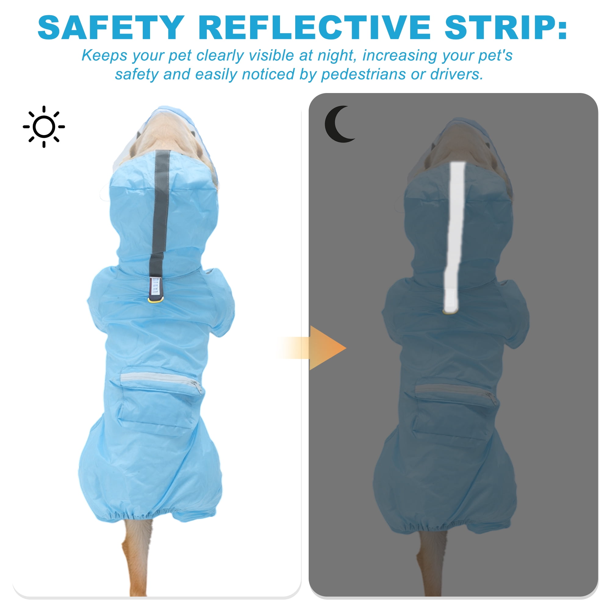 Unique Bargains Dog Raincoat Full Coverage with Reflective Strip Design M Size