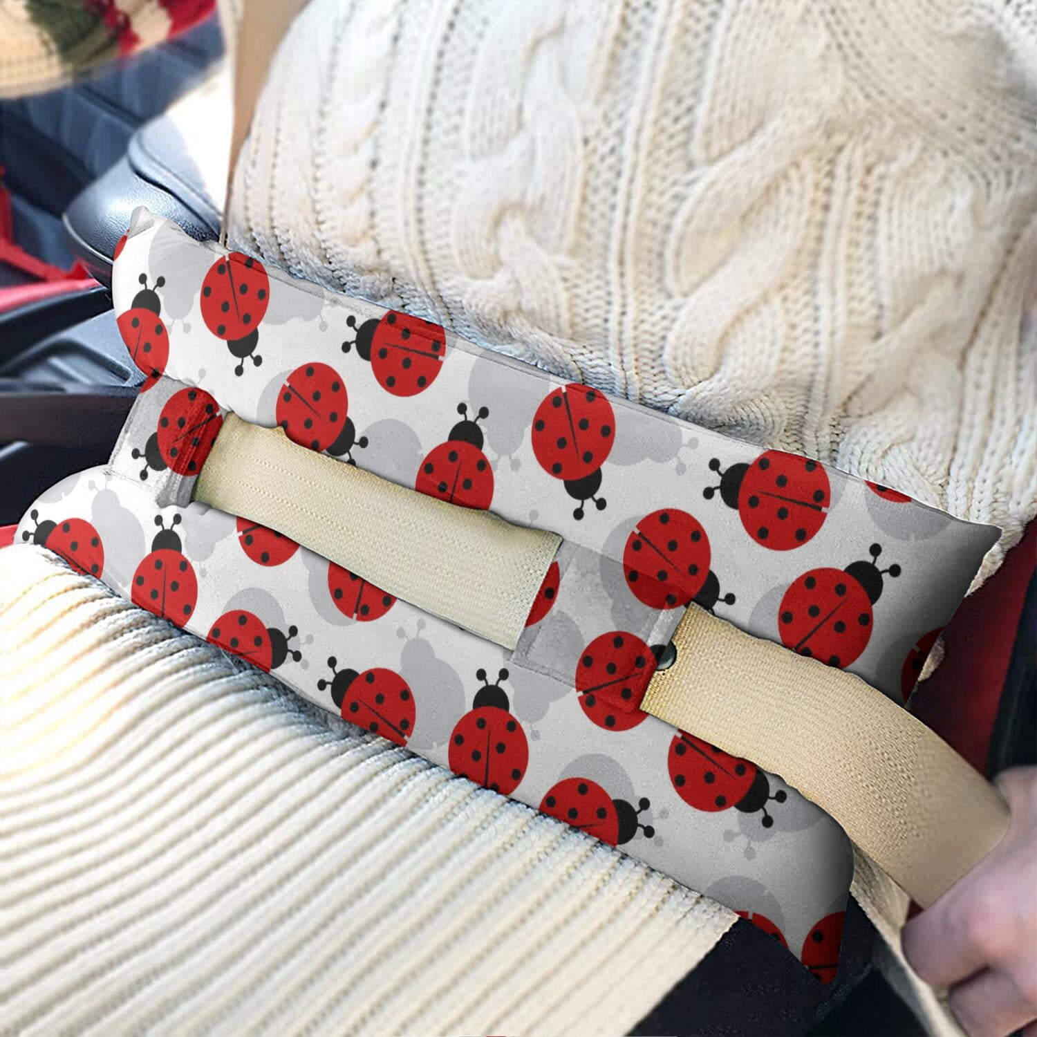 Red Cartoon Ladybug Seat Belt Pressure Relief Pad - Post Mastectomy & Chest Surgery Pillow, Thoughtful Recovery Gift
