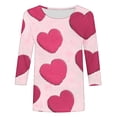 thumbnail image 5 of Styesk T-Shirts pour Femmes à Manches 3/4 Longueur, Imprimé Cœur, Hauts de Sortie, T-Shirts Confortables et Doux à Col Rond, Chandail à Enfiler, T-shirt Léger de Mode, Graphique de la Saint-Valentin, Grande Taille, Hauts Décontractés, 5 of 5