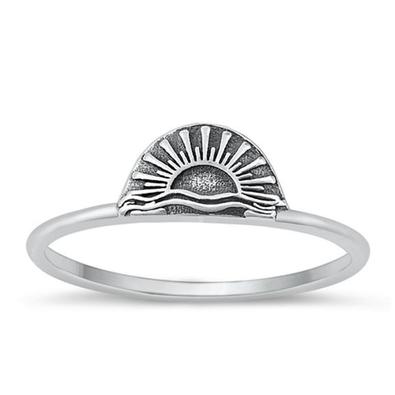 Wholesale Beach Ring .925 Sterling Silver Ocean Sunset Sun Band Jewelry Female Male Unisex Size 10