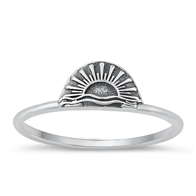Wholesale Beach Ring .925 Sterling Silver Ocean Sunset Sun Band
