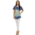 thumbnail image 5 of Sakkas Dina Relaxed Fit Sequin Tie Dye Embroidery Cap Sleeves Blouse / Top - Blue / Beige - One Size, 5 of 5