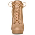 thumbnail image 2 of Botines con plataforma y tacones de bloque con correa con cordones para mujer Allegra K Desnudo 36, 2 of 6