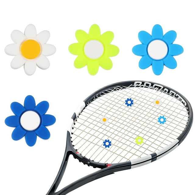 Uxcell Tennis Dampener, Flower Silicone Tennis Racket Dampeners Racket Shock Absorber to Reduce Vibration Soft Cute Fitting for (Players/Universal Fit for All Racquets) 4Pcs & 4 Colors