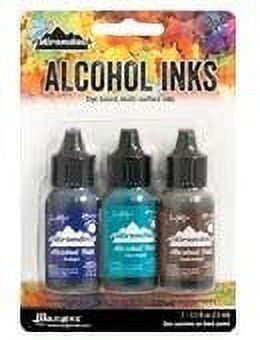 Ranger Tim Holtz Ink Bundle - Set of 9 Alcohol Inks with Bonus PTP Mixing Tray and Foam Paint Dobbers (Bold Collection - Miners Lantern, Nature Walk, Mariner)