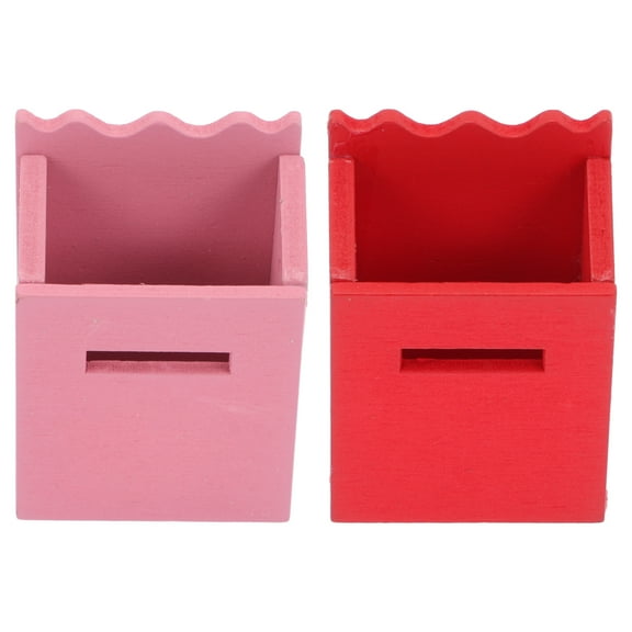 HOMEMAXS Adorable Mini Furniture Model Mailboxes for Decor Assorted Color Plastic 2pcs