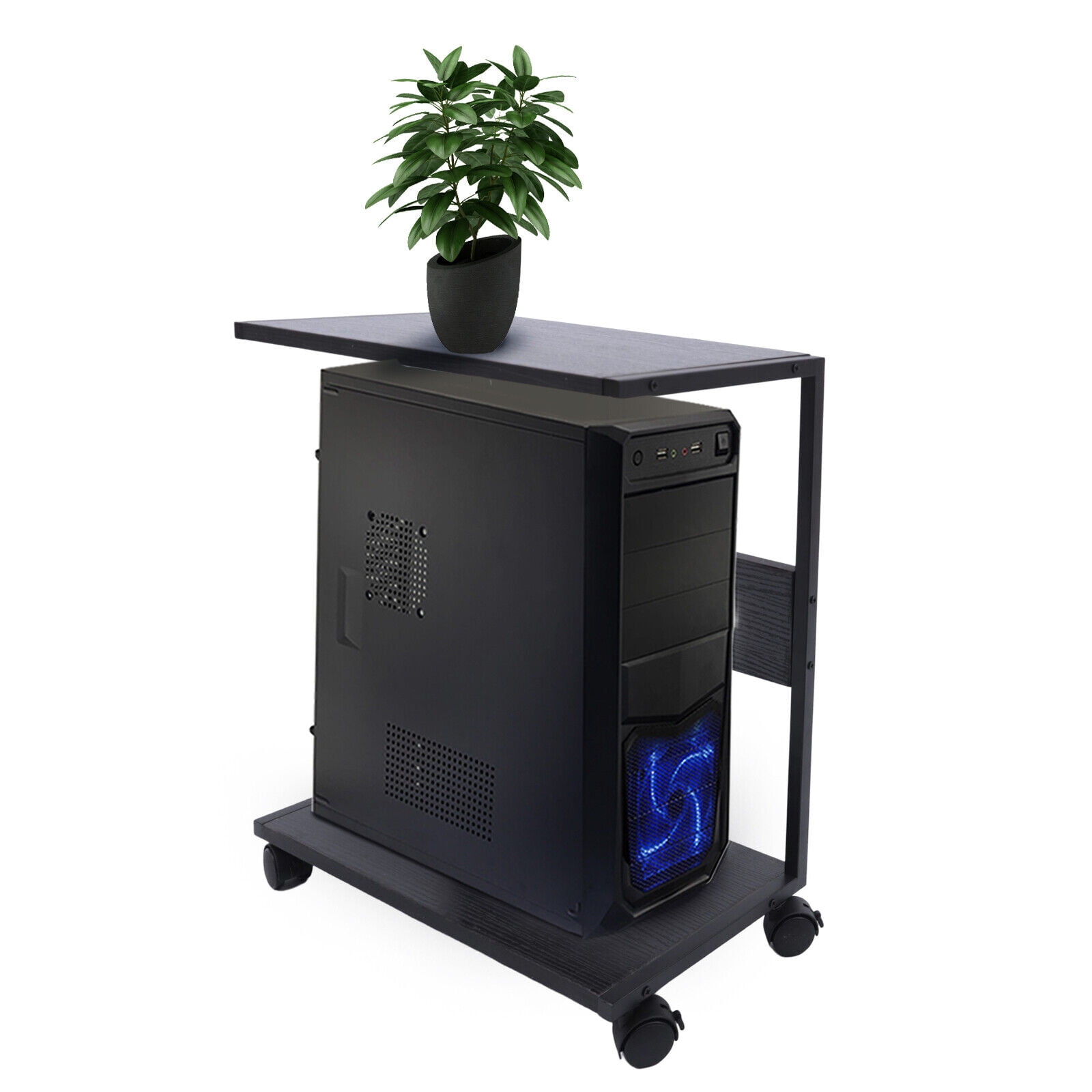 TOOL1SHOoo 2-Tier Mobile Computer Tower Stand Free Standing Under Desk PC CPU Stand Holder