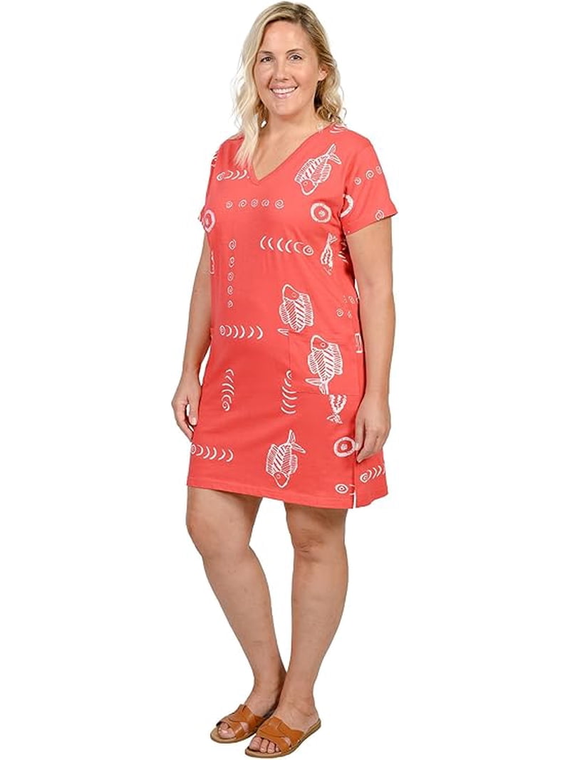ingear beach dress short cotton INGEAR Women's Beach Swimsuit Cover Up, Short Cotton Shift Dress with  Pockets, Red ,L