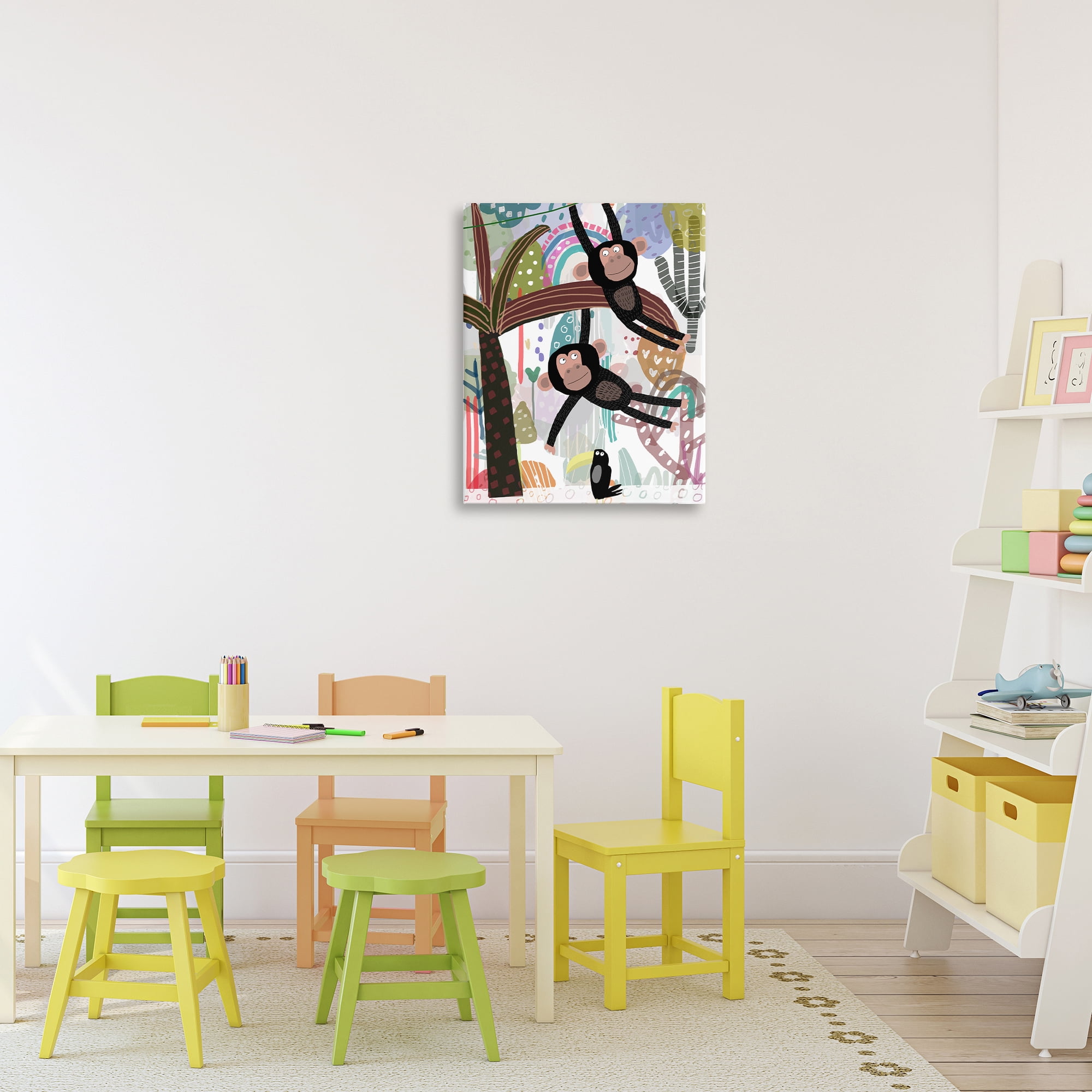 Exotic Monkey & Toucan Canvas Wall Art, design by Carla Daly